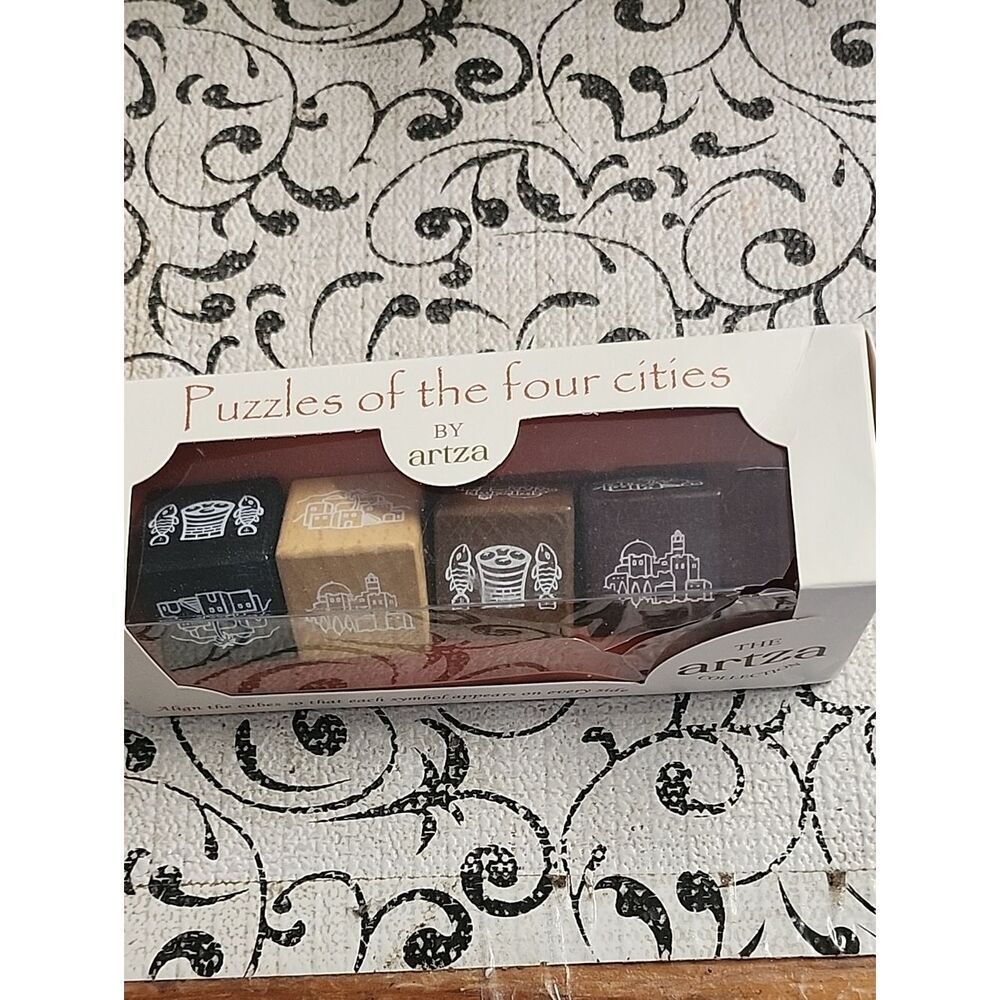 Puzzles of the Four Cities Wooden Cube Set - Black, Tan, Brown